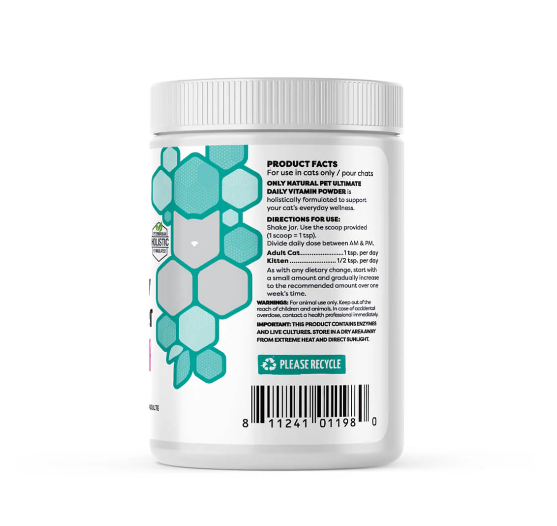ONLY NATURAL PET ULTIMATE DAILY FELINE VITAMIN POWDER - 3.2 OZ.