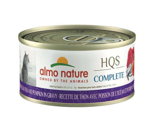 Almo Nature HQS Complete Tuna Recipe with Ocean Fish & Pumpkin in Gravy Wet Cat Food Can, 2.47-oz