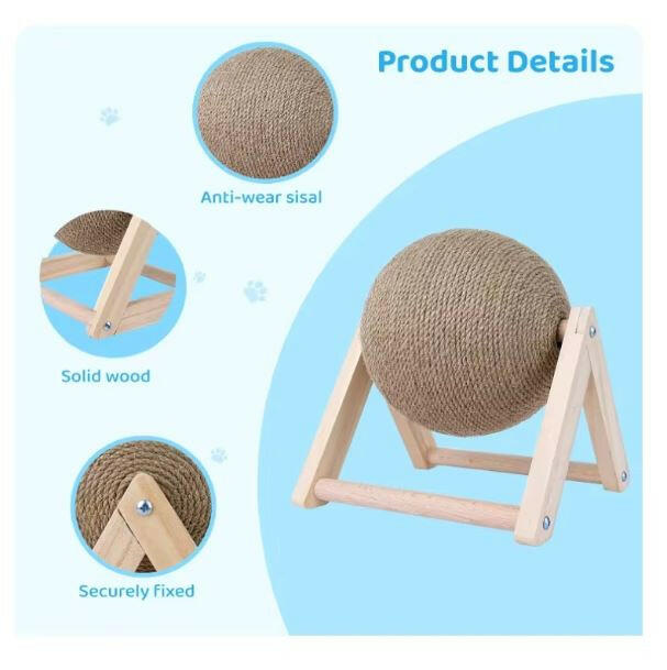 Cat Scratching Ball Toy with Sisal Rope for Grinding Paws – Durable and Wear-resistant.